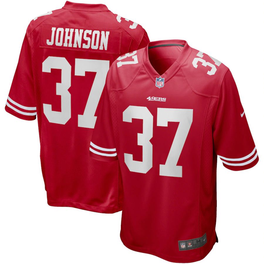 Men San Francisco 49ers 37 Jimmy Johnson Nike Scarlet Game Retired Player NFL Jersey
